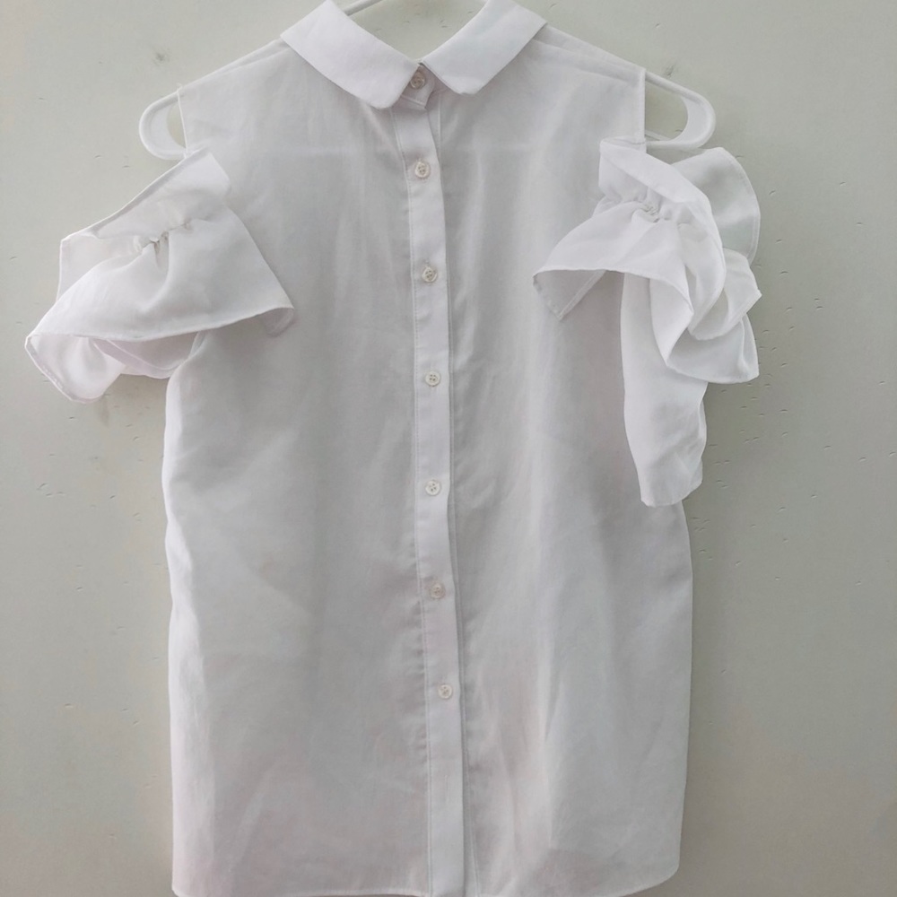 Raffle Sleeve White Women Top